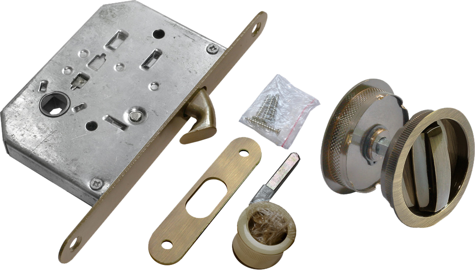 Комплект для раздвижных дверей (ручки, сантехническая защелка) MORELLI MHS-1 WC AB бронза