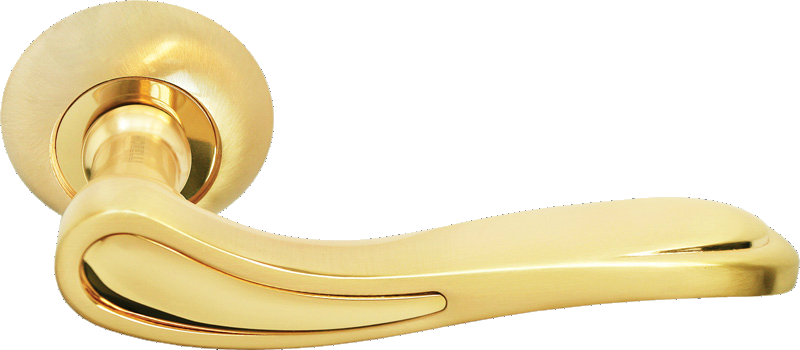 Ручка дверная на круглой розетке MORELLI MH-26 SG/GP матовое золото/золото