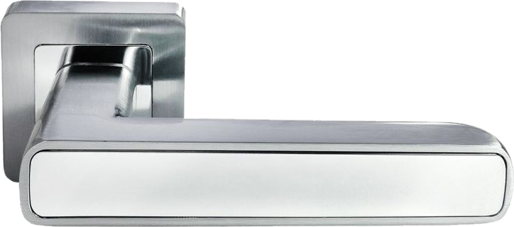 Ручка дверная на квадратной розетке MORELLI DIY MH-44 SC/W-S55 матовый хром/белый
