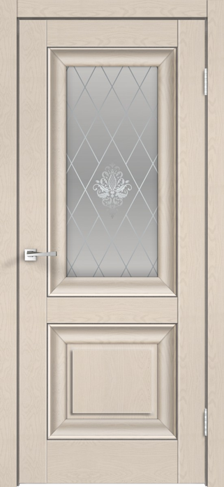 Дверь межкомнатная Velldoris ALTO 7V SoftTouch стекло Кристалл Ясень капучино структурный, молдинг ясень грей