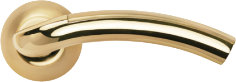 Ручка дверная на круглой розетке MORELLI MH-02 SG/GP матовое золото/золото