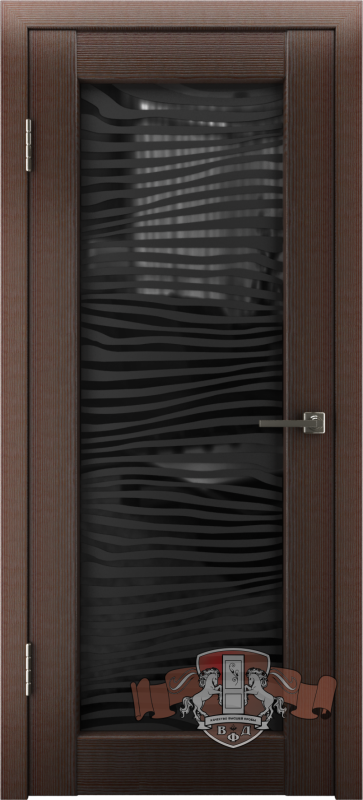 Дверь межкомнатная Line 8 "Зебра" (триплекс чёрный) Венге
