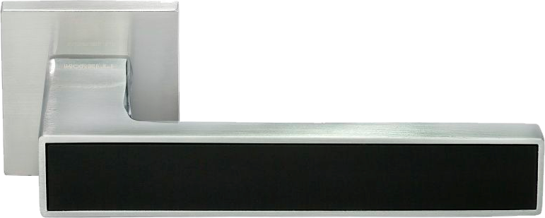 Ручка дверная на квадратной розетке MORELLI DIY MH-48-S6 SC/BL матовый хром/черный