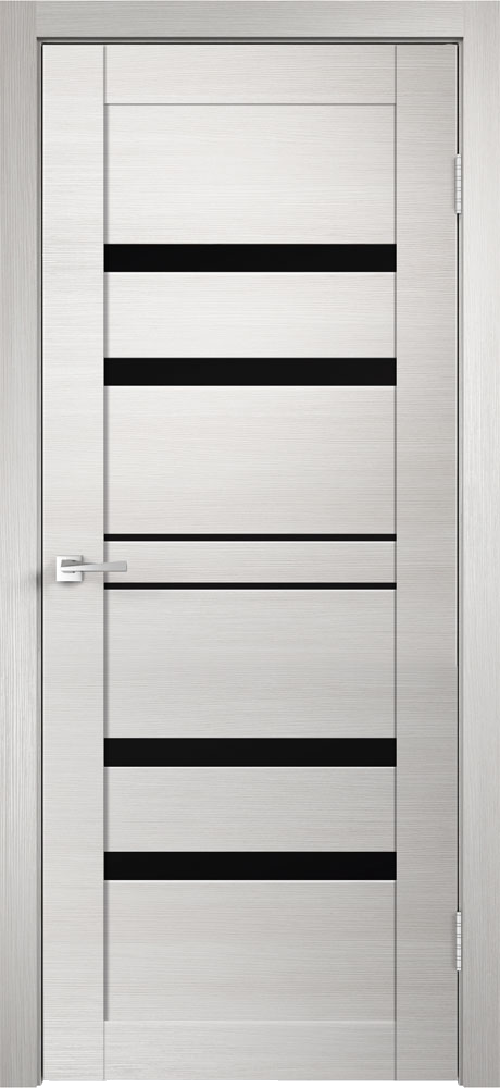 Дверь межкомнатная Velldoris Linea 6 лакобель черное экошпон Дуб белый поперечный