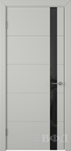 Дверь межкомнатная ТРИВИА 50ДО02 лакобель черный Светло-серая эмаль