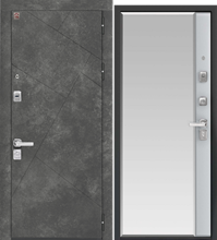 Дверь входная ЦЕНТУРИОН С-114 (Черный муар+серый камень - зеркало +Белый)