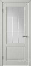Дверь межкомнатная ДОРРЕН 58ДО02 бел сатинат с гравировкой Светло-серая эмаль
