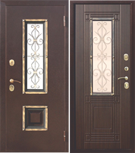 Дверь стальная FERRONI Венеция (Медный антик - Венге) со стеклопакетом