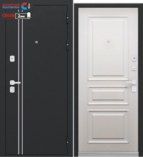 Входная дверь FERRONI Luxor 2мм Букле антрацит - МДФ Велюр белый софт Багет