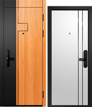 Дверь стальная Ретвизан Орфей - 711 (Софт черный+Вишня оксфорд+Молдинг - Силк сноу+Молдинг)