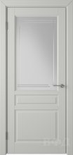 Дверь межкомнатная СТОКГОЛЬМ 56ДО02 бел сатинат с гравировкой Светло-серая эмаль