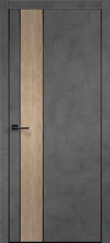 Дверь межкомнатная Velldoris TECHNO BLACK DUO 2 (черная алюминевая кромка, врезка под замок М1895) глухое ПВХ Муар темно-серый (вставка дуб европейский)