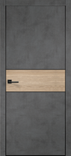 Дверь межкомнатная Velldoris TECHNO BLACK DUO 3 (черная алюминевая кромка, врезка под замок М1895) глухое ПВХ Муар темно-серый (вставка дуб европейский)