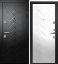 Дверь стальная Ретвизан Орфей - 321 (Черное дерево+сатин черный - Белое дерево)