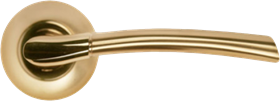 Ручка дверная на круглой розетке MORELLI MH-06 SG/GP матовое золото/золото
