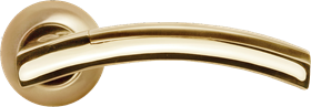 Ручка дверная на круглой розетке MORELLI MH-12 SG/GP матовое золото/золото