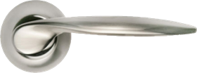 Ручка дверная на круглой розетке MORELLI MH-09 SN белый никель