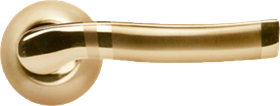 Ручка дверная на круглой розетке MORELLI MH-04 SG/GP матовое золото/золото