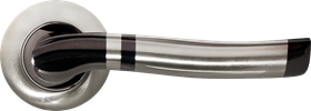 Ручка дверная на круглой розетке MORELLI DIY MH-04 SN/BN белый никель/черный никель