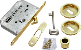 Комплект для раздвижных дверей (ручки, замок под ключ-"буратино") MORELLI MHS-1 L SG матовое золото