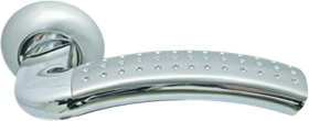 Ручка дверная на круглой розетке MORELLI MH-02P SN/CP белый никель/полированный хром