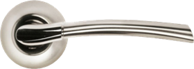 Ручка дверная на круглой розетке MORELLI MH-06 SN/CP белый никель/полированный хром