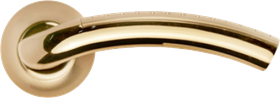 Ручка дверная на круглой розетке MORELLI MH-02P SG/GP матовое золото/золото