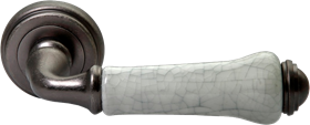 Ручка дверная на круглой розетке MORELLI MH-41-CLASSIC OMS/GR/старое мат.серебро/серый