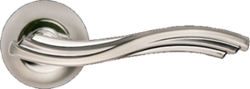 Ручка дверная на круглой розетке MORELLI MH-14 SN/CP белый никель/полированный хром