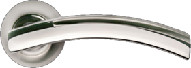 Ручка дверная на круглой розетке MORELLI MH-12 SN/CP белый никель/полированный хром