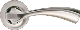 Ручка дверная на круглой розетке MORELLI MH-15 SN/CP белый никель/полированный хром