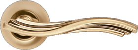 Ручка дверная на круглой розетке MORELLI MH-14 SG/GP матовое золото/золото