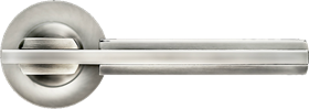 Ручка дверная на круглой розетке MORELLI MH-13 SN/CP белый никель/полированный хром