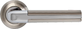 Ручка дверная на круглой розетке MORELLI MH-11 SN/CP белый никель/полированный хром