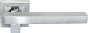 Ручка дверная на квадратной розетке MORELLI MH-16 SC/CP-S матовый хром/полированный хром