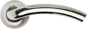Ручка дверная на круглой розетке MORELLI MH-02 SN/CP белый никель/полированный хром