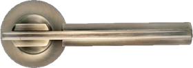 Ручка дверная на круглой розетке MORELLI MH-13 MAB/AB  матовая античная бронза/античная бронза