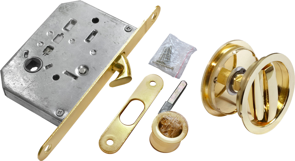 Комплект для раздвижных дверей (ручки, сантехническая защелка) MORELLI MHS-1 WC SG матовое золото