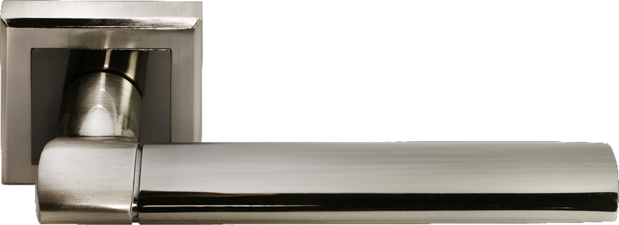 Ручка дверная на квадратной розетке MORELLI DIY MH-21 SN/BN-S белый никель/черный никель