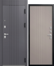 Дверь входная ЦЕНТУРИОН LUX-12 (Кашемир графит Черный муар - Кашемир грей)