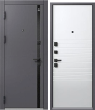 Дверь входная ЦЕНТУРИОН LUX-5 (Кашемир графит Антрацит муар - Кашемир белый)