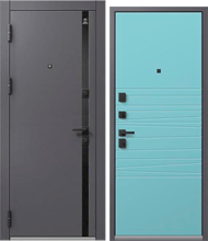 Дверь входная ЦЕНТУРИОН LUX-5 (Кашемир графит Антрацит муар - Кашемир аква)