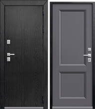 Дверь входная Терморазрыв ЦЕНТУРИОН Т-3 Premium (Распил графит Черный муар - Кашемир грей)