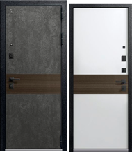 Дверь входная ЦЕНТУРИОН LUX-2 (серый камень, миндаль рифленый  ЧЕРНЫЙ МУАР -  Кашемир белый, миндаль рифленый)