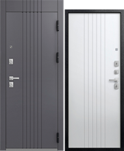 Дверь входная ЦЕНТУРИОН LUX-12 (Кашемир графит Черный муар - Кашемир белый)