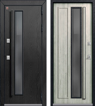 Дверь входная Терморазрыв ЦЕНТУРИОН Т-5 Premium (Распил графит Черный муар - Полянрый дуб)