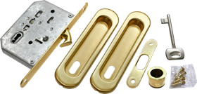 Комплект для раздвижных дверей (замок под ключ-"буратино") MORELLI MHS150 L SG матовое золото