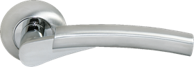 Ручка дверная на круглой розетке MORELLI MH-19 SC/CP матовый хром/полированный хром
